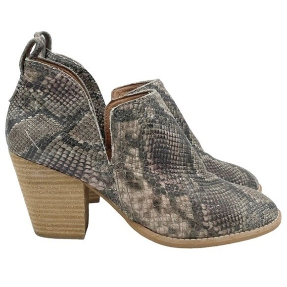 Jeffrey Campbell Rosalee Taupe Gray Snake Print Leather Western Bootie Size 8.5 - Picture 7 of 16
